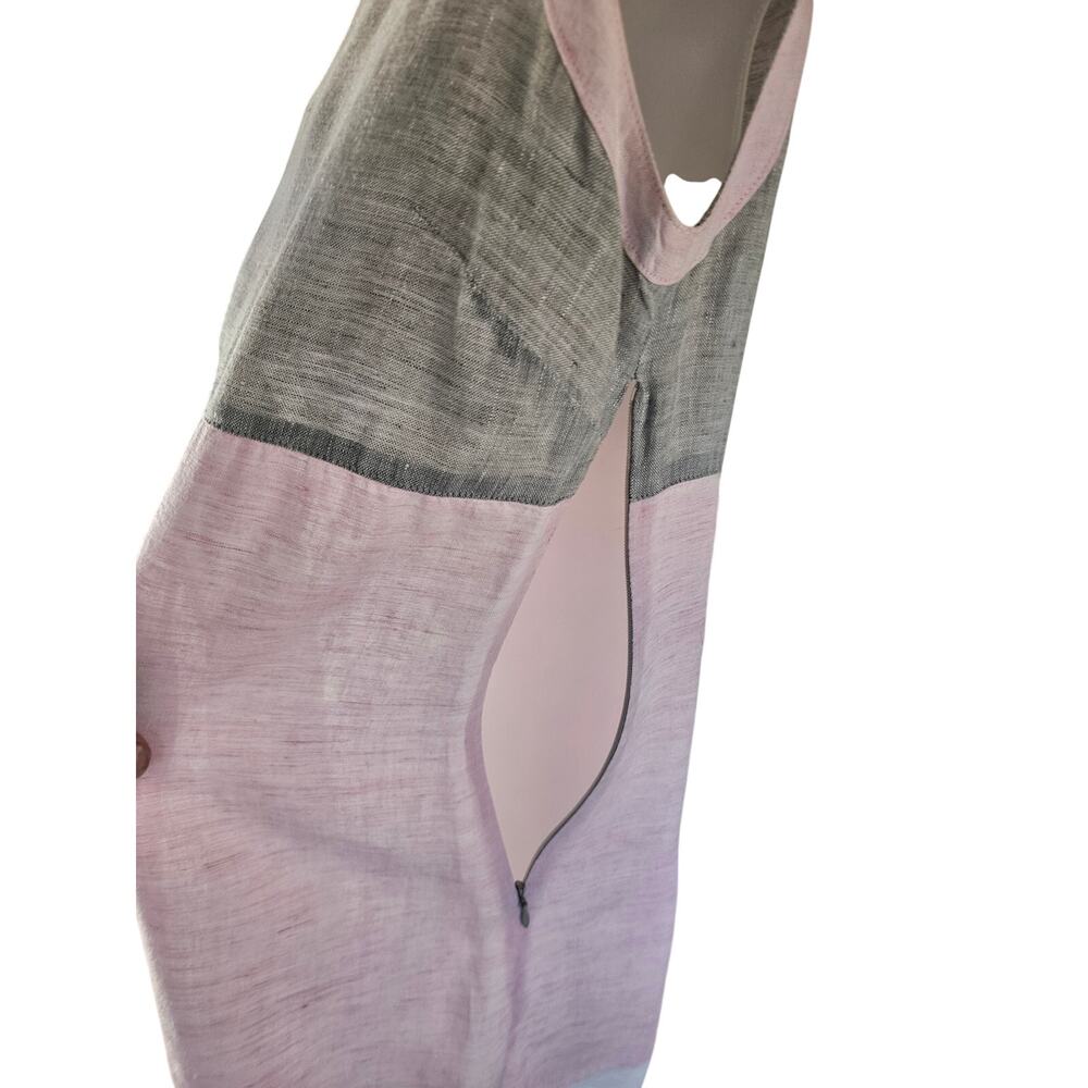 Mario Romano Pink Gray White Colorblock Shift Dress Sz S 100% Italian Linen - Picture 5 of 8